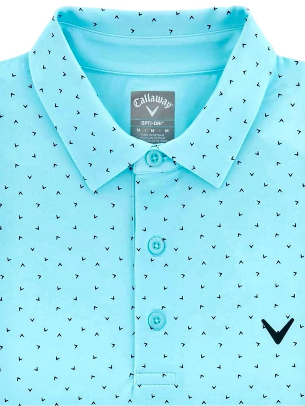 Callaway Men’s Aqua Blue Logo Micro-Print Opti-Dri Performance Polo Sz 3X